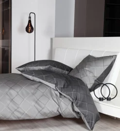 Satin>Janine Mako-Satin-Bettwäsche grau
