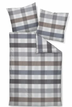 Satin>Janine Mako-Satin-Bettwäsche grauschwarz