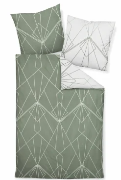 Satin>Janine Mako-Satin-Bettwäsche grün