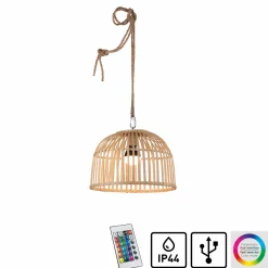 Außen Dekobeleuchtung|Außenleuchten>JUST LIGHT LED-Akku-Pendelleuchte 1flg braun