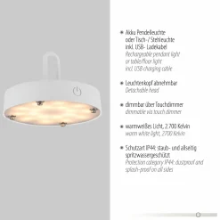JUST LIGHT LED-Akku-Tischleuchte 1flg weiß^ Außen Tischleuchten|Akku Tischleuchten