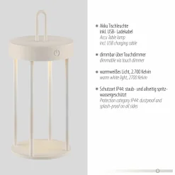 Außen Tischleuchten|Akku Tischleuchten>JUST LIGHT LED-Akku-Tischleuchte 1flg grau