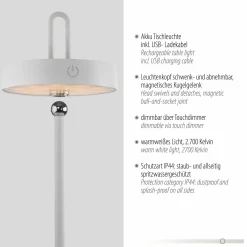 JUST LIGHT LED-Akku-Tischleuchte 1flg weiß^ Außen Tischleuchten|Akku Tischleuchten