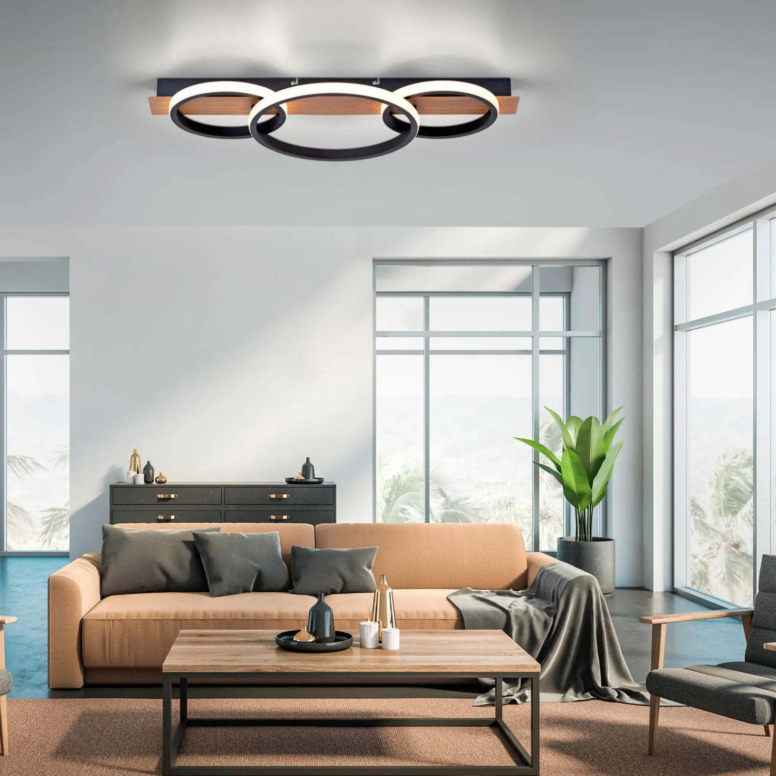 JUST LIGHT LED-Deckenleuchte 1flg braun^ Deckenleuchten