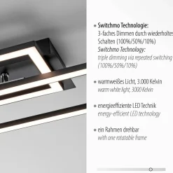 JUST LIGHT LED-Deckenleuchte 1flg schwarz^ Deckenleuchten