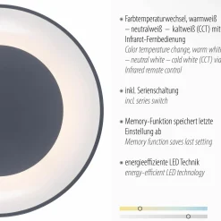 JUST LIGHT LED-Deckenleuchte 1flg grau^ Deckenleuchten