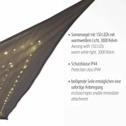 Sonnensegel|Außenleuchten>JUST LIGHT LED-Solar Sonnensegel grau