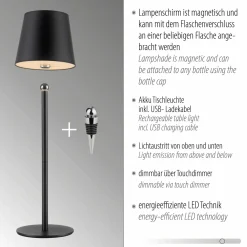 JUST LIGHT LED-Tischleuchte 1flg schwarz^ Außen Tischleuchten|Akku Tischleuchten