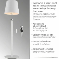 JUST LIGHT LED-Tischleuchte 1flg weiß^ Außen Tischleuchten|Akku Tischleuchten