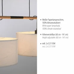 JUST LIGHT Pendelleuchte 2flg weiß^ Pendelleuchten