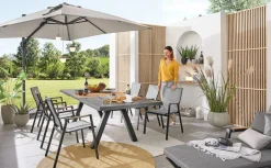 Stapelstühle>MONDO Gartenstuhl stapelbar Alu/Teak grau