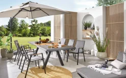 Stapelstühle>MONDO Gartenstuhl stapelbar Alu/Teak grau