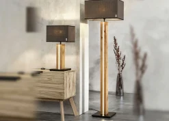 Stehleuchten>MONDO LED-Stehleuchte 2flg braunschwarzgoldfarbengrau