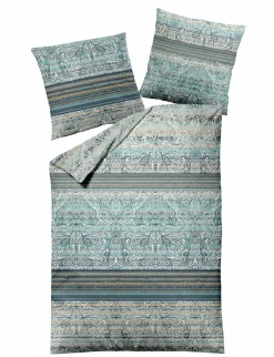 MONDO Mako-Satin-Bettwäsche grünblau^ Satin