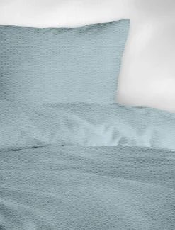 Seersucker>MONDO Seersucker-Bettwäsche blau
