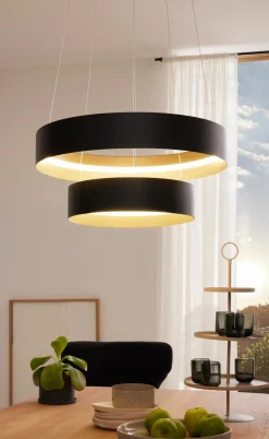 Pendelleuchten>Musterring LED-Pendelleuchte 1flg schwarzgoldfarben