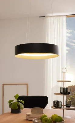 Pendelleuchten>Musterring LED-Pendelleuchte 1flg schwarzgoldfarben