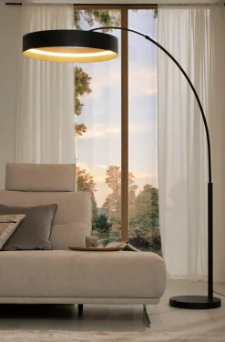 Stehleuchten>Musterring LED-Stehleuchte 1flg schwarzgoldfarben