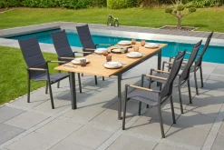 Gartensessel>OUTDOOR Alu Textilene Hochlehner grau