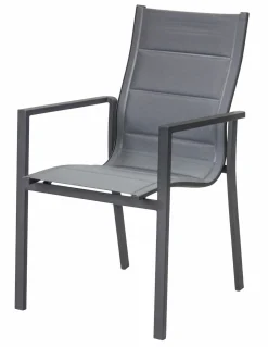 Stapelstühle>OUTDOOR Alu- Textilene Stapelsessel grau