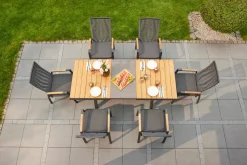 OUTDOOR Ausziehtisch Keramik/Teak braungrau^ Gartentische Ausziehbar