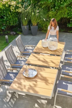 Gartentische Ausziehbar>OUTDOOR Ausziehtisch Teakplatte Garten braungrau