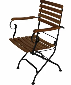 Klappstühle|Gartenklappstühle>OUTDOOR Garten-Klappstuhl m. Armlehnen schwarzbeige