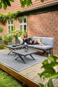 Loungetische>OUTDOOR Gartenmöbel Beistelltisch-Set grau