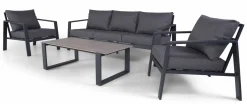 Gartenlounge Sets>OUTDOOR Garten-Set 4 tlg. Aluminium grau