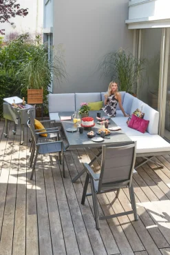 OUTDOOR Gartensofa Klappfunkt. links grau^ Gartensofas