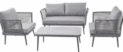 OUTDOOR Gartensofa Set 4 tlg. grau^ Gartenlounge Sets