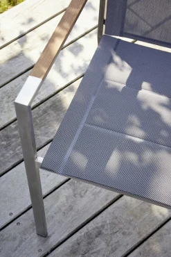 OUTDOOR Gartenstuhl Edelstahl/Teak grau^ Stapelstühle
