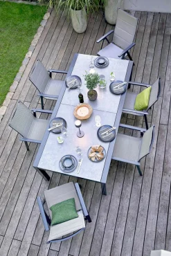 OUTDOOR Gartentisch ausziehbar 3D Glas grau^ Gartentische Ausziehbar