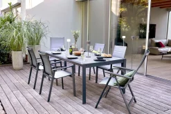 OUTDOOR Gartentisch ausziehbar 3D Glas grau^ Gartentische Ausziehbar