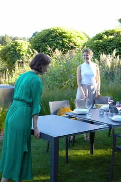 OUTDOOR Gartentisch ausziehbar HPL grausilberfarben^ Gartentische Ausziehbar