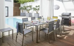 OUTDOOR Gartentisch ausziehbar HPL grausilberfarben^ Gartentische Ausziehbar