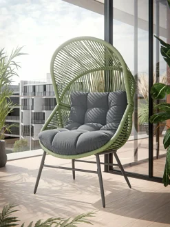 OUTDOOR Rope Garten-Loungesessel grauschwarzgrün^ Gartensessel