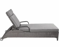 Gartenliegen>OUTDOOR Sonnenliege rollbar Polyrattan grau