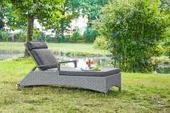Gartenliegen>OUTDOOR Sonnenliege rollbar Polyrattan grau