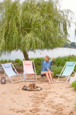 Klappstühle|Gartenklappstühle>OUTDOOR Strandstuhl blauweiß