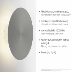 Wandleuchten>Paul Neuhaus LED-Akku-Wandleuchte grau