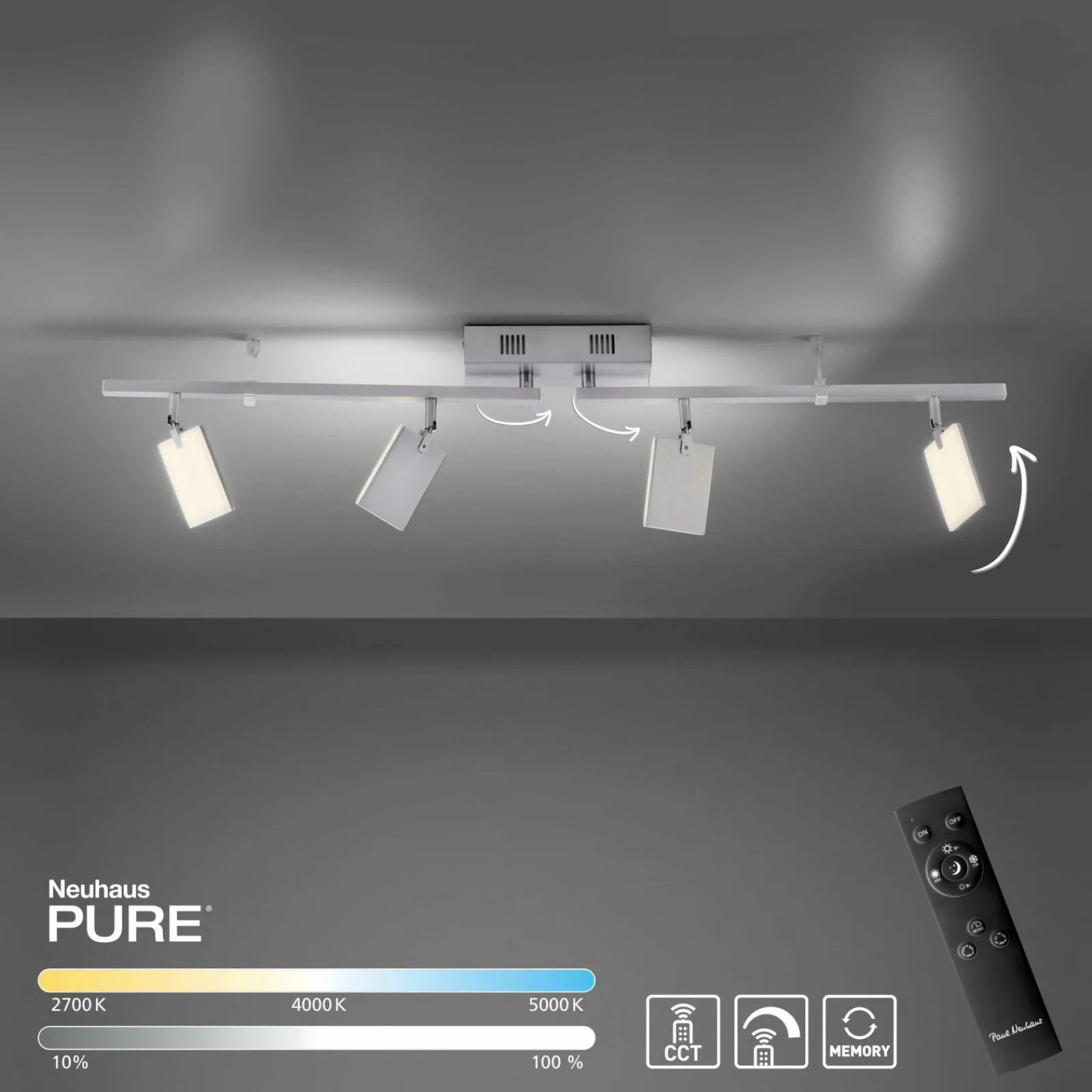 Paul Neuhaus LED-Deckenleuchte 4flg silberfarben^ Deckenleuchten