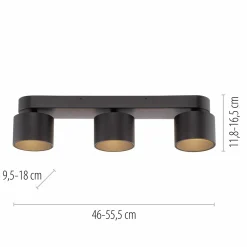 Paul Neuhaus LED-Deckenleuchte 3flg schwarz^ Deckenleuchten