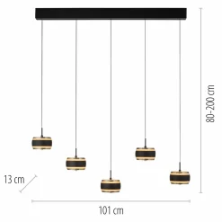 Paul Neuhaus LED-Pendelleuchte 5flg schwarz^ Pendelleuchten