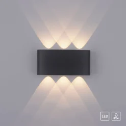 Außenwandleuchten|Außenleuchten>Paul Neuhaus LED-Wandleuchte 6flg schwarz
