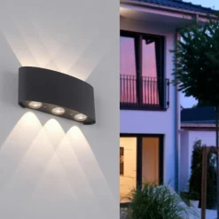 Außenwandleuchten|Außenleuchten>Paul Neuhaus LED-Wandleuchte 6flg schwarz