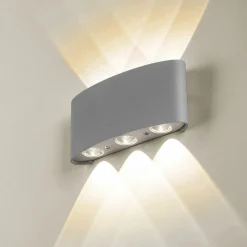 Außenwandleuchten|Außenleuchten>Paul Neuhaus LED-Wandleuchte 6flg silberfarben