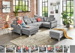 Sofas & Couches> Polstergarnitur grau
