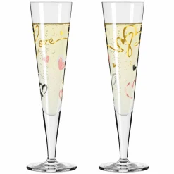 Ritzenhoff Cristal 2er Champagnerglas 205ml grauschwarzgoldfarbenpink^ Gläsersets