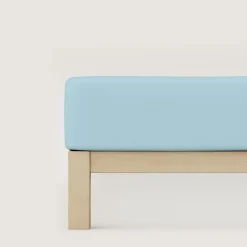 Bettlaken>schlafgut Casual-Spannbettlaken blau
